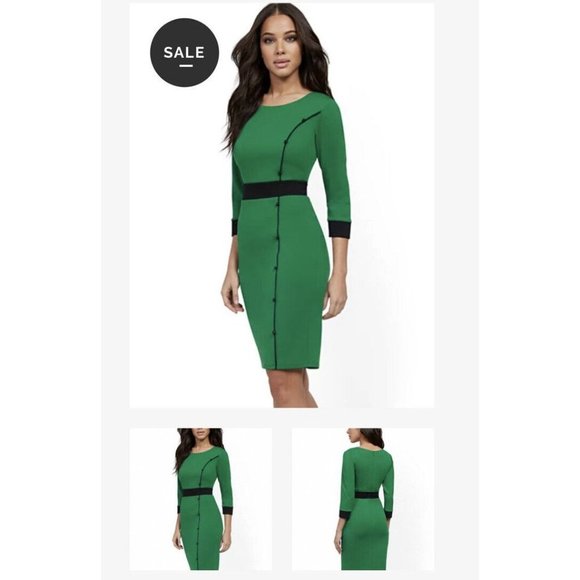 New York & Company Dresses & Skirts - NY&Co NWT New York and Company Green Block Sheath Dress Size M Career Business
